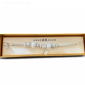 Anne Klein Silver Bracelet with Pearls and Charms